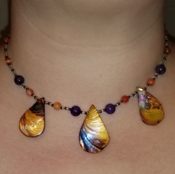 Handmade Stone & Glass Bead Necklace & Earring Set - Picture 2 of 9